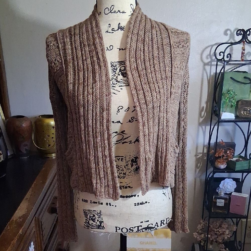 Free People Brown Knit Open Front Cardigan XS